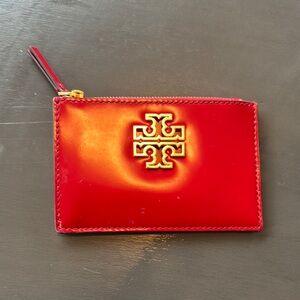 Tory Burch Red Leather Key & Card Holder
